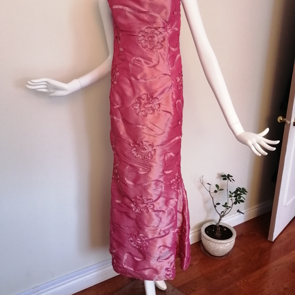 Jessica McClintock Fuchsia Floral Prom Dress - Picture 3 of 11